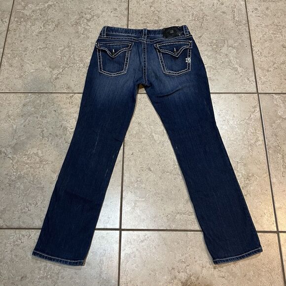 D9 Jett Dark Wash Flap Pocket Straight Leg Denim Womens Blue Jeans 32x30 - Picture 1 of 8